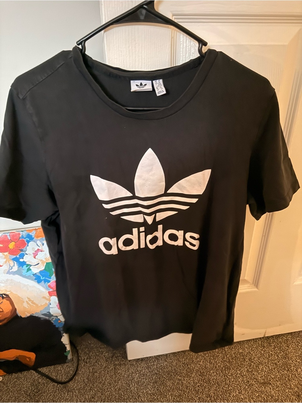 adidas Black Tee with White Trefoil Graphic